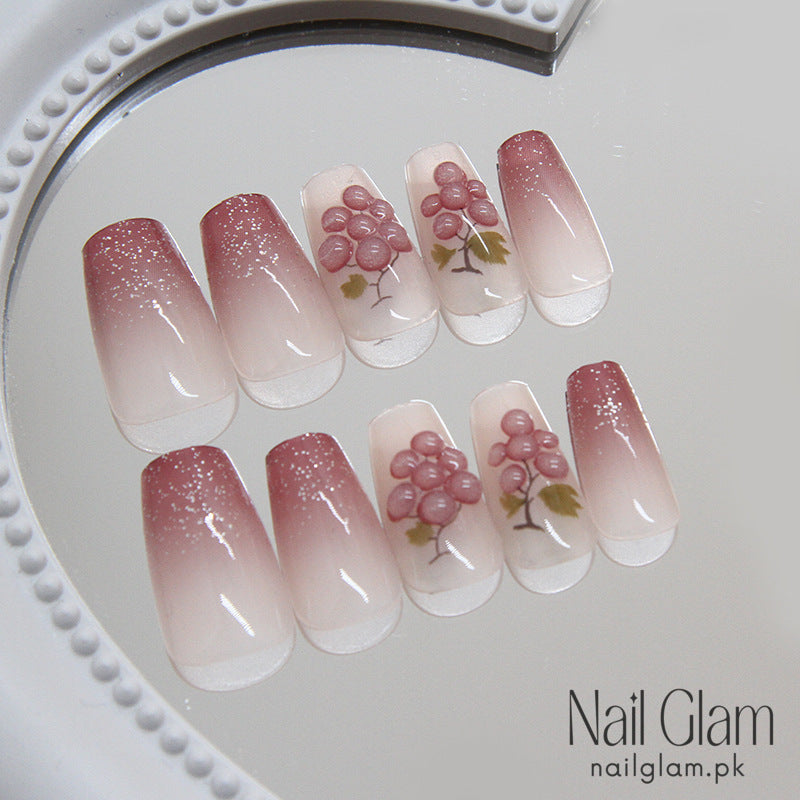 Pink & Grape Press-On Nails (24Pcs) - Nail Kit Included