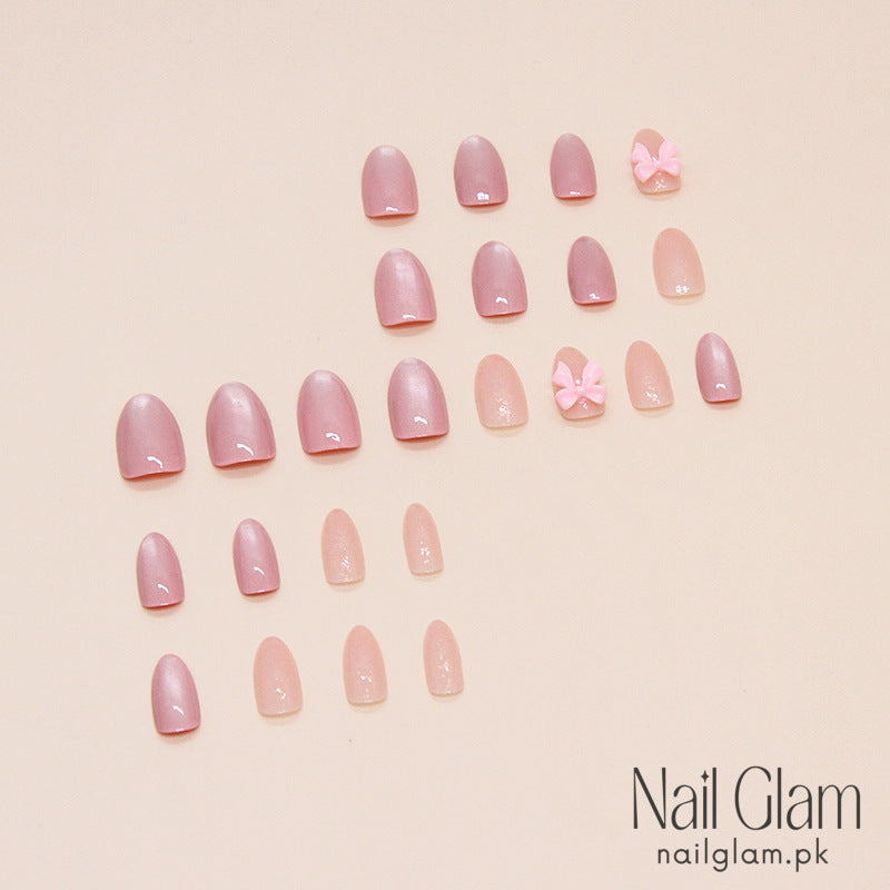 3D Bow Charms Press-On Nails (24Pcs) - Nail Kit Included