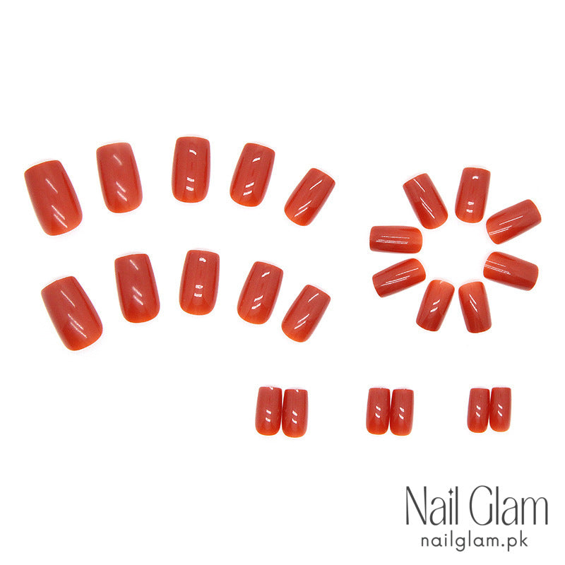 Statement Orange Press-On Nails (24Pcs) - Nail Kit Included