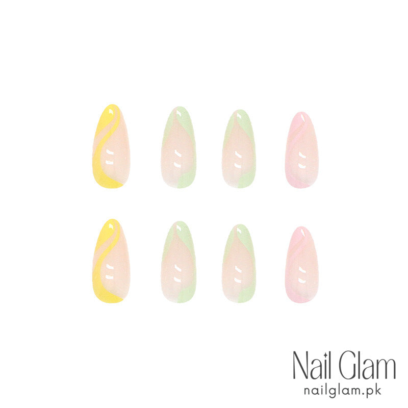Pastel Swirls Press-On Nails (24Pcs) - Nail Kit Included