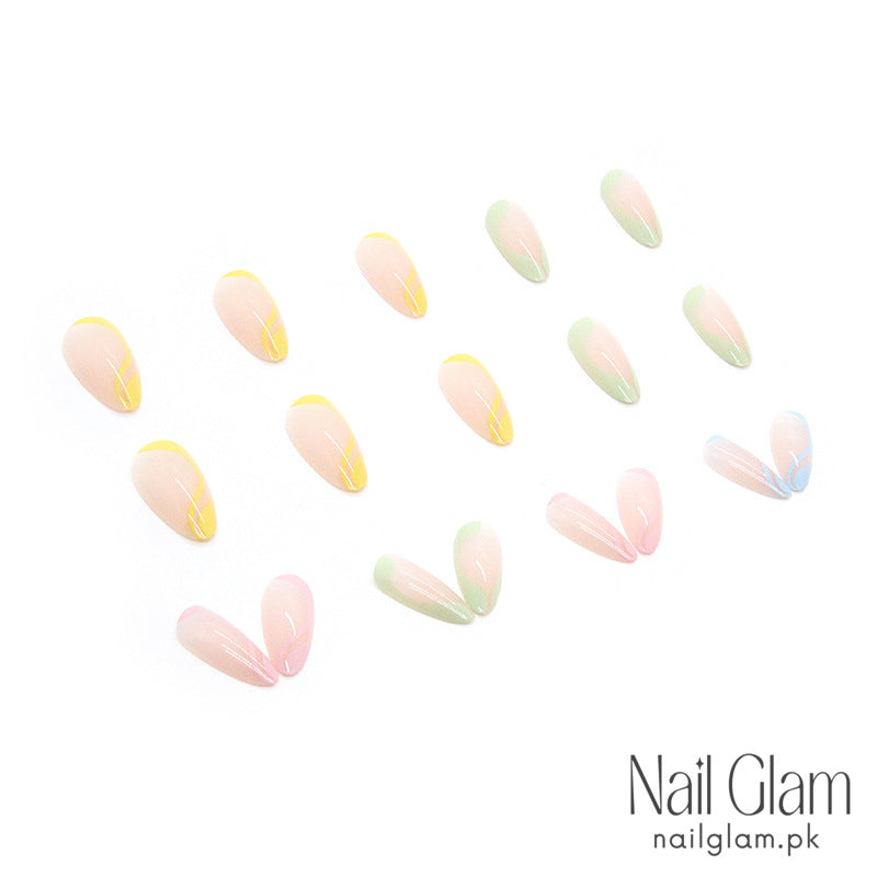 Pastel Swirls Press-On Nails (24Pcs) - Nail Kit Included