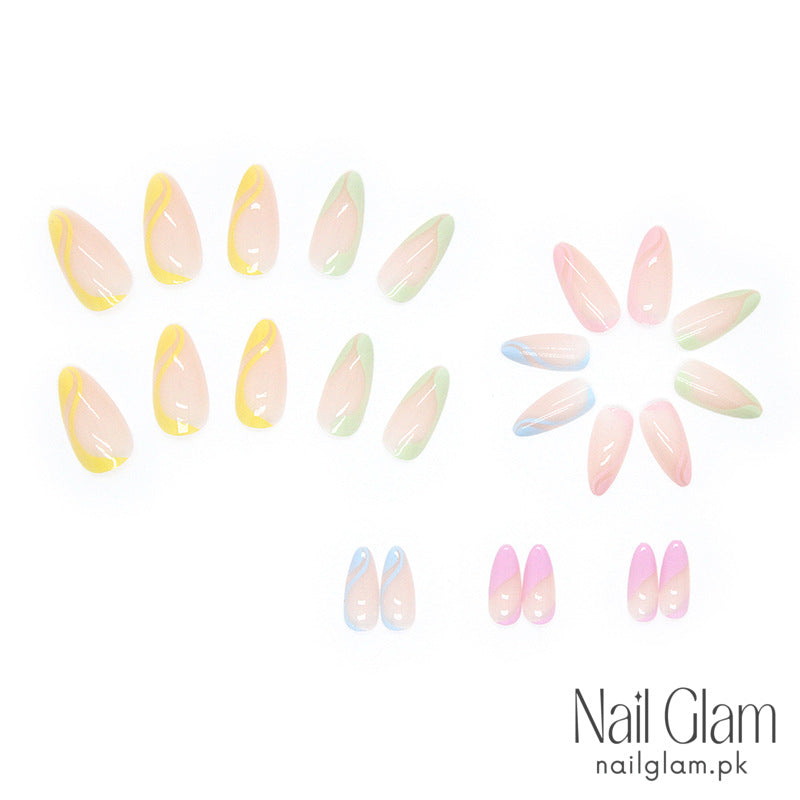 Pastel Swirls Press-On Nails (24Pcs) - Nail Kit Included