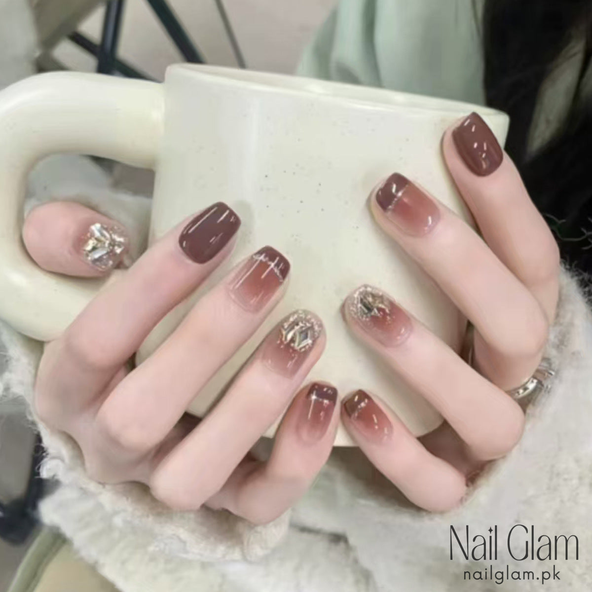 Mocha Luxe Press-On Nails (24Pcs) - Nail Kit Included