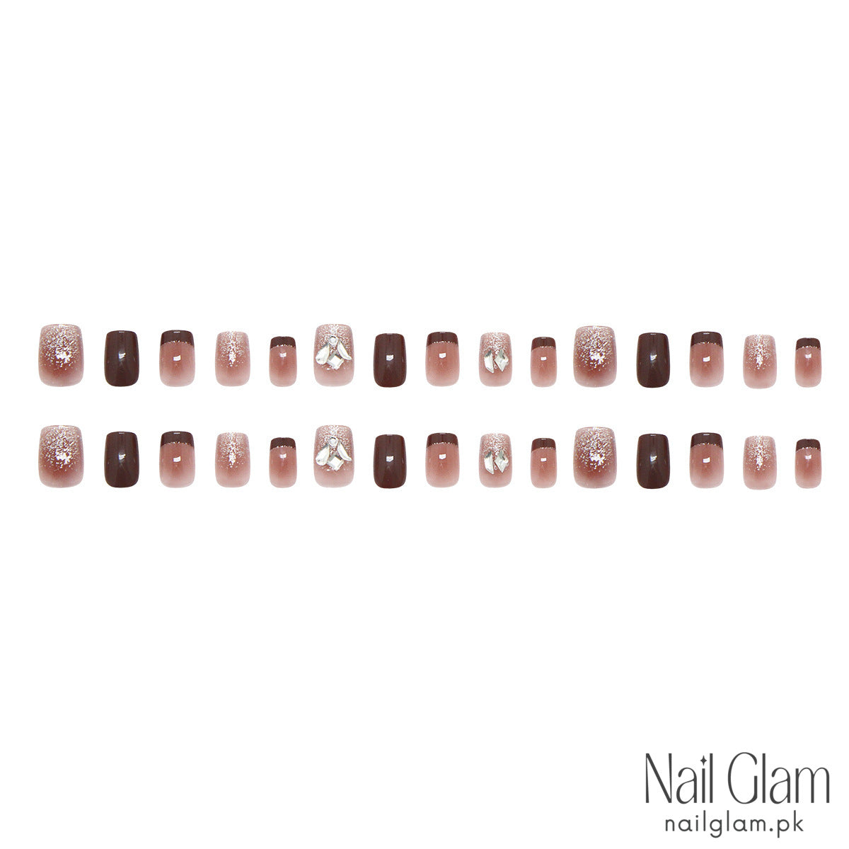 Mocha Luxe Press-On Nails (24Pcs) - Nail Kit Included