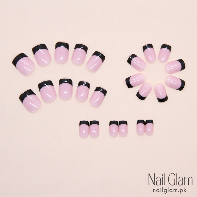 Black French Tip Twist (24Pcs) - Nail Kit Included