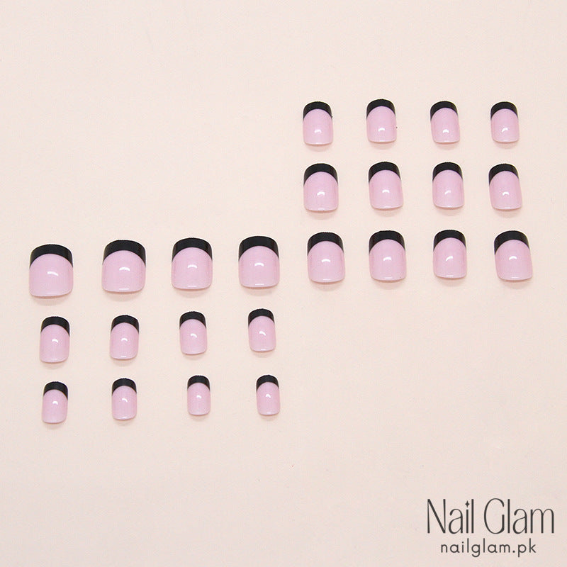 Black French Tip Twist (24Pcs) - Nail Kit Included