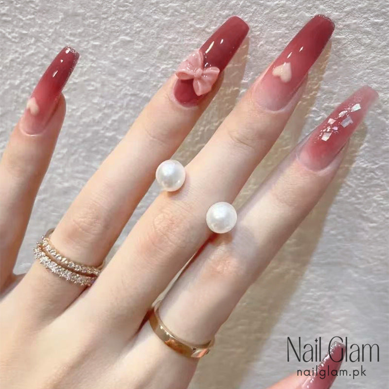 Charming Bows Press-On Nails (24Pcs) - Nail Kit Included