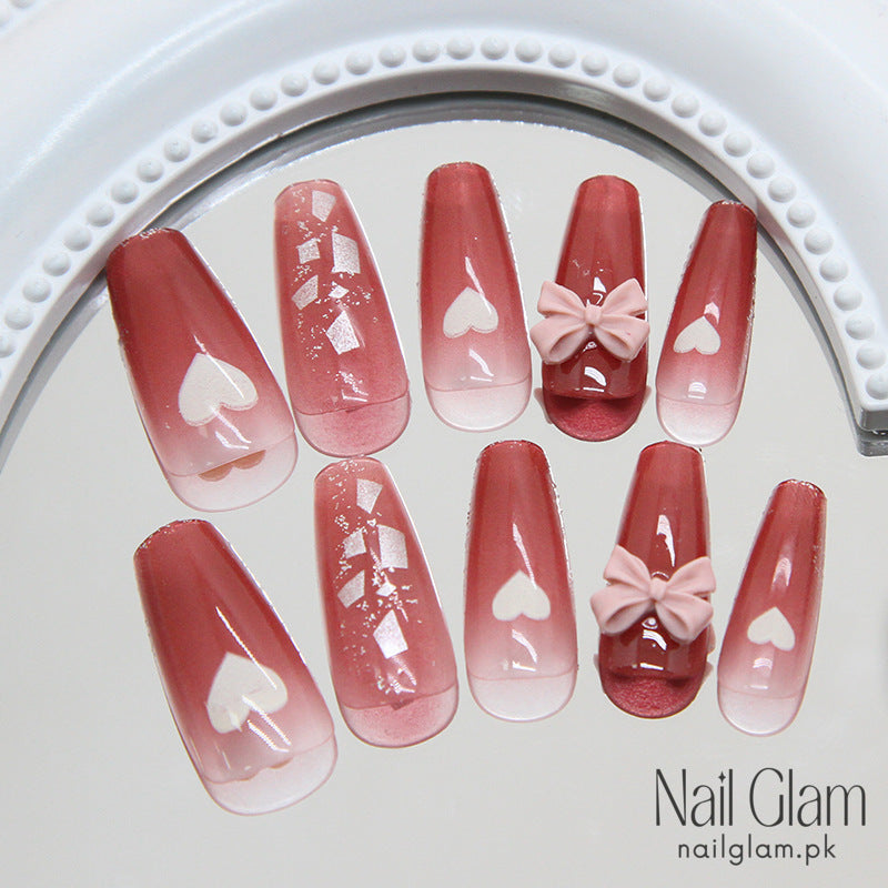 Charming Bows Press-On Nails (24Pcs) - Nail Kit Included