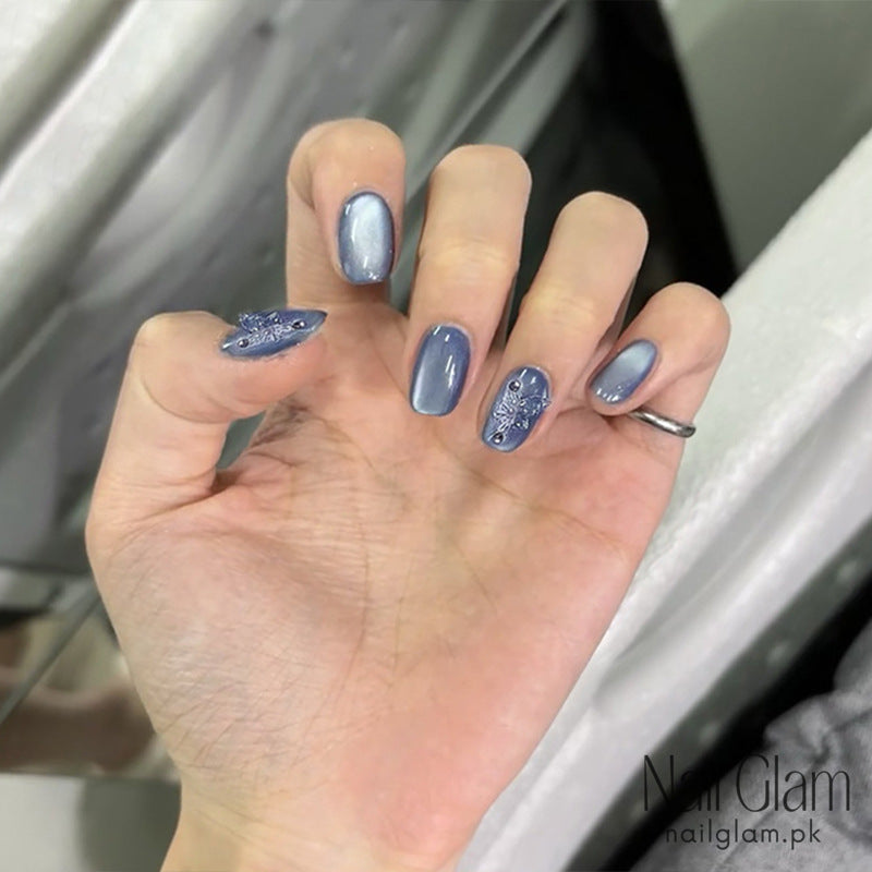NailGlam 190 - Ice Mist Butterfly (30Pcs) - Nail Kit Included