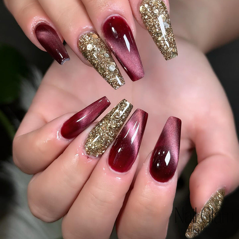 Deep Ruby Red Press-On Nails (24Pcs) - Nail Kit Included