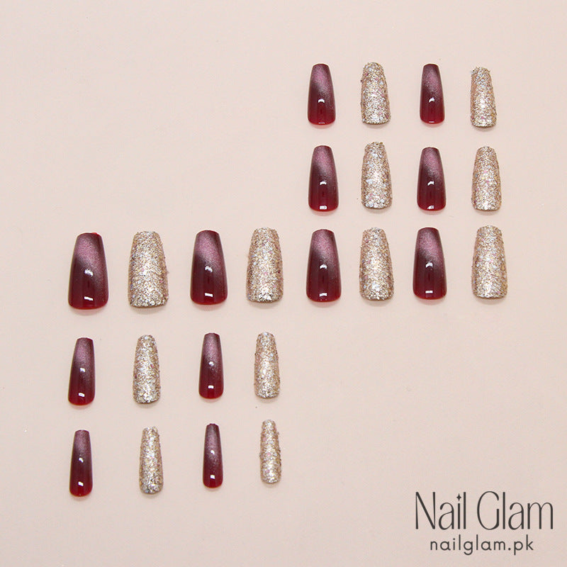 Deep Ruby Red Press-On Nails (24Pcs) - Nail Kit Included