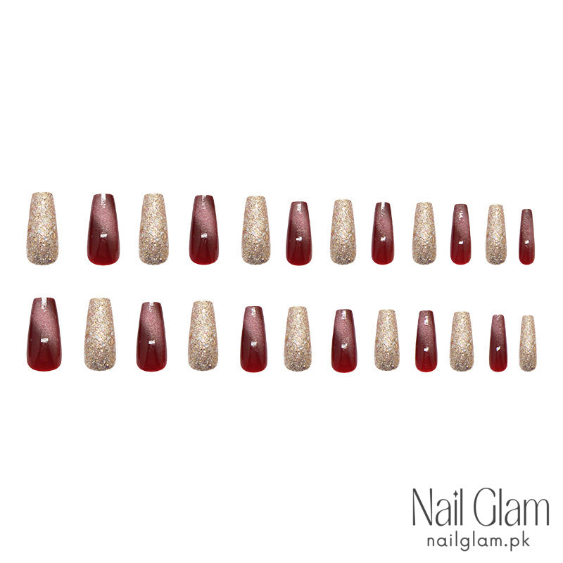 Deep Ruby Red Press-On Nails (24Pcs) - Nail Kit Included
