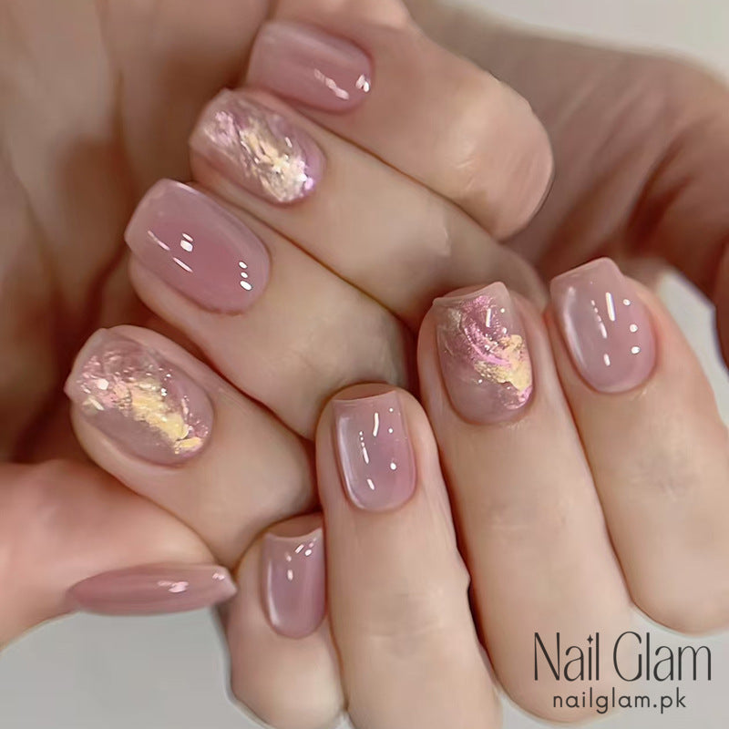 Gold Powder Accents Cat Eyes (24Pcs) - Nail Kit Included