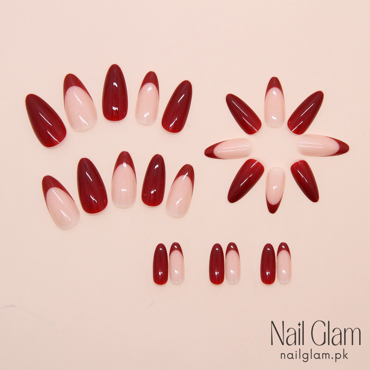 French Anchor Red  (24 Pcs) - Nail Kit Included