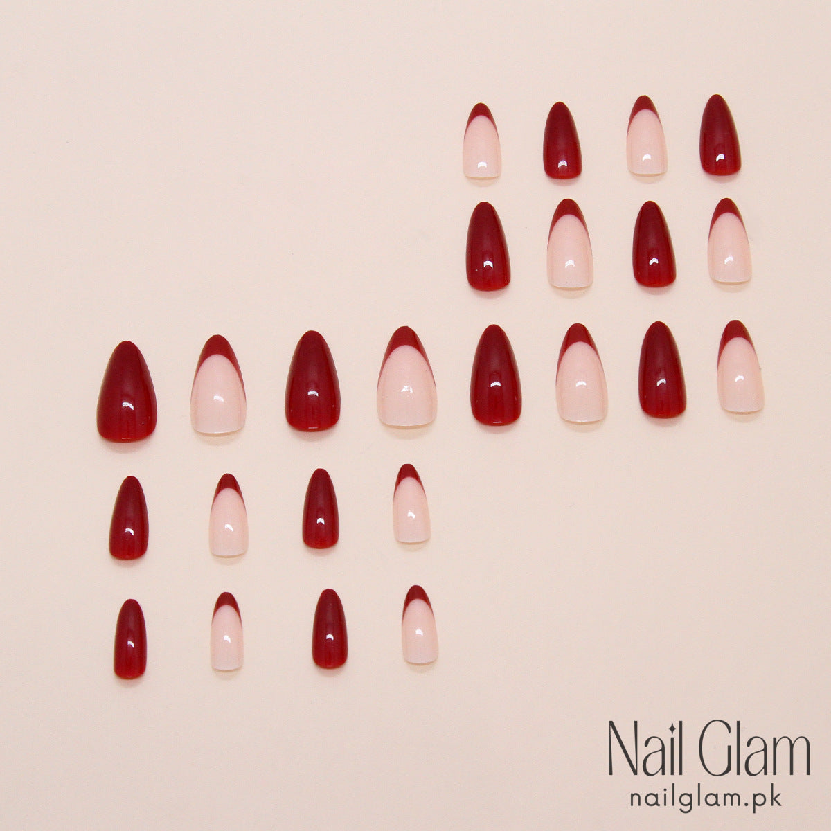 French Anchor Red  (24 Pcs) - Nail Kit Included
