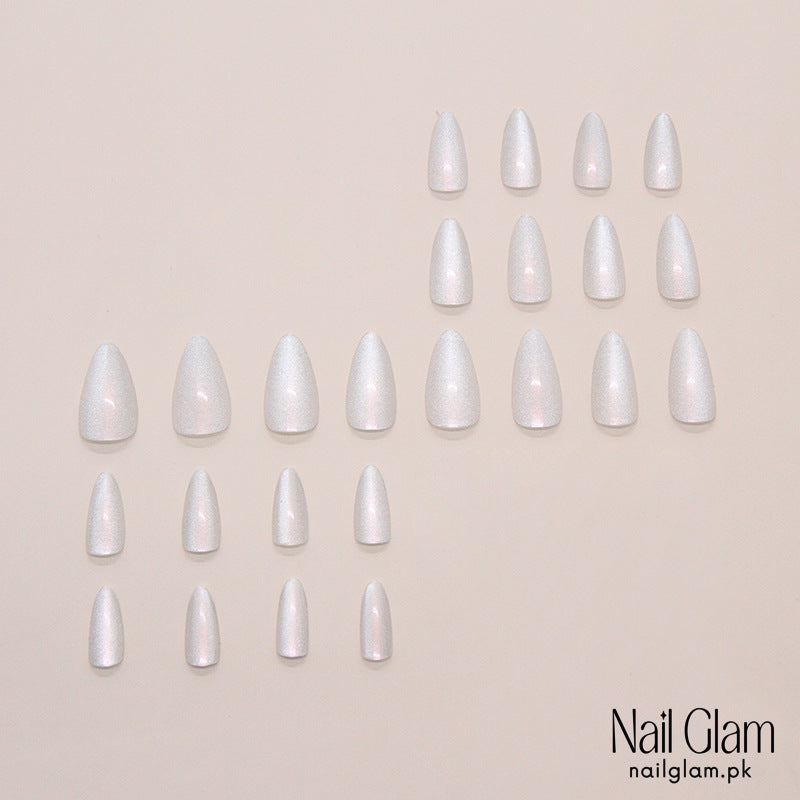 Nail Glam 204 - Pearl Chrome Press-On Nails (24Pcs) - Nail Kit Included