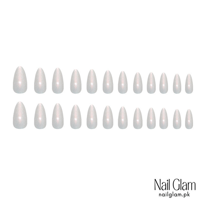 Nail Glam 204 - Pearl Chrome Press-On Nails (24Pcs) - Nail Kit Included
