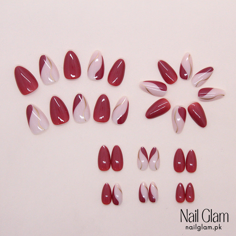Elegant Burgundy & Blush (24Pcs) - Nail Kit Included