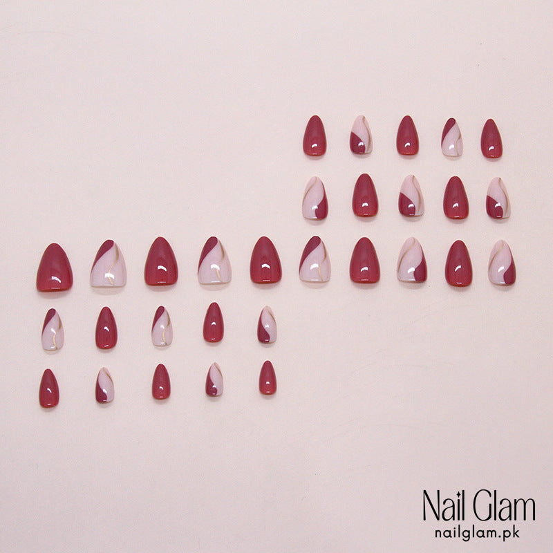 Elegant Burgundy & Blush (24Pcs) - Nail Kit Included