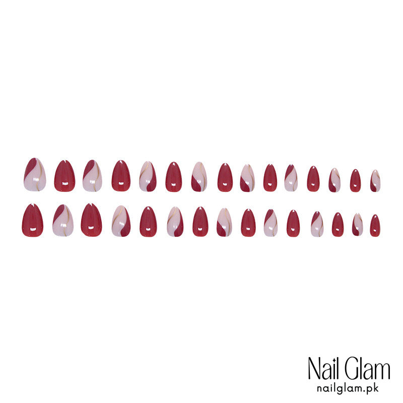 Elegant Burgundy & Blush (24Pcs) - Nail Kit Included