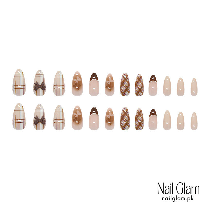 Autumn Plaid Elegance (24Pcs) - Nail Kit Included