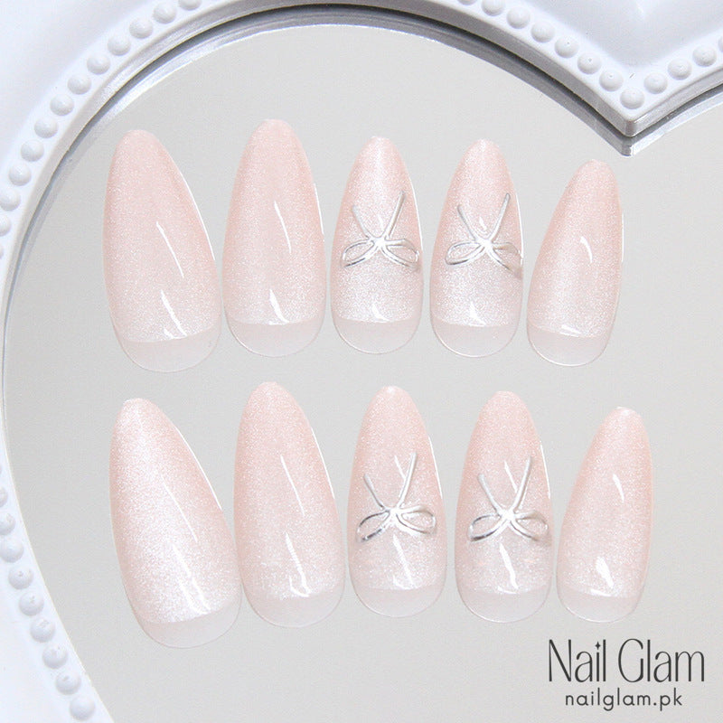 Pearly White Base Press-On Nails (24Pcs) - Nail Kit Included