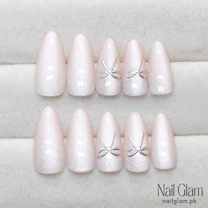 Pearly White Base Press-On Nails (24Pcs) - Nail Kit Included