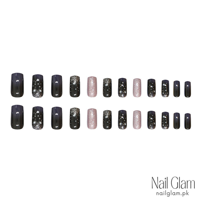 Starry Night Allure (24Pcs) - Nail Kit Included
