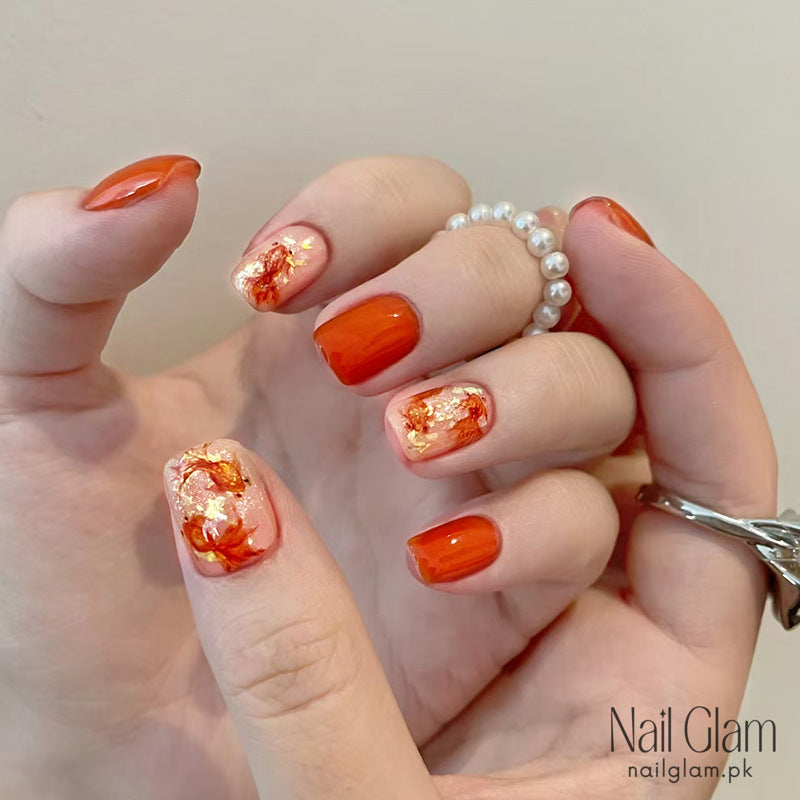 Golden Autumn Leaves (24Pcs) - Nail Kit Included