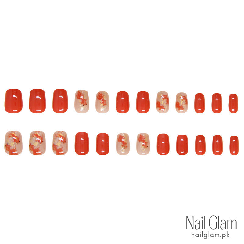 Golden Autumn Leaves (24Pcs) - Nail Kit Included