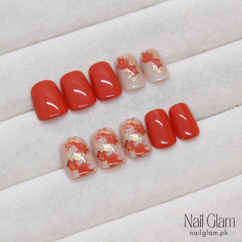 Golden Autumn Leaves (24Pcs) - Nail Kit Included