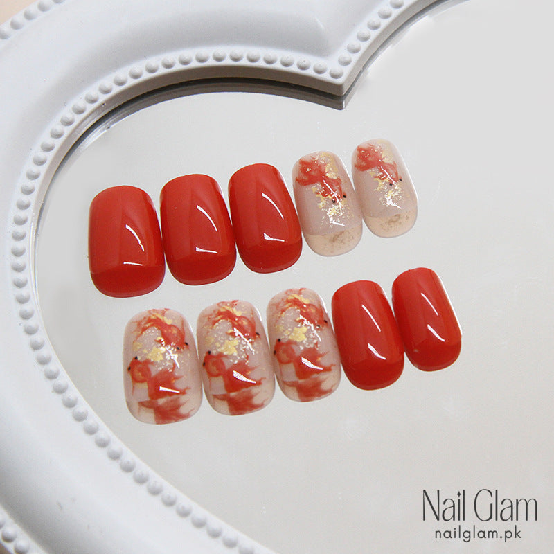 Golden Autumn Leaves (24Pcs) - Nail Kit Included