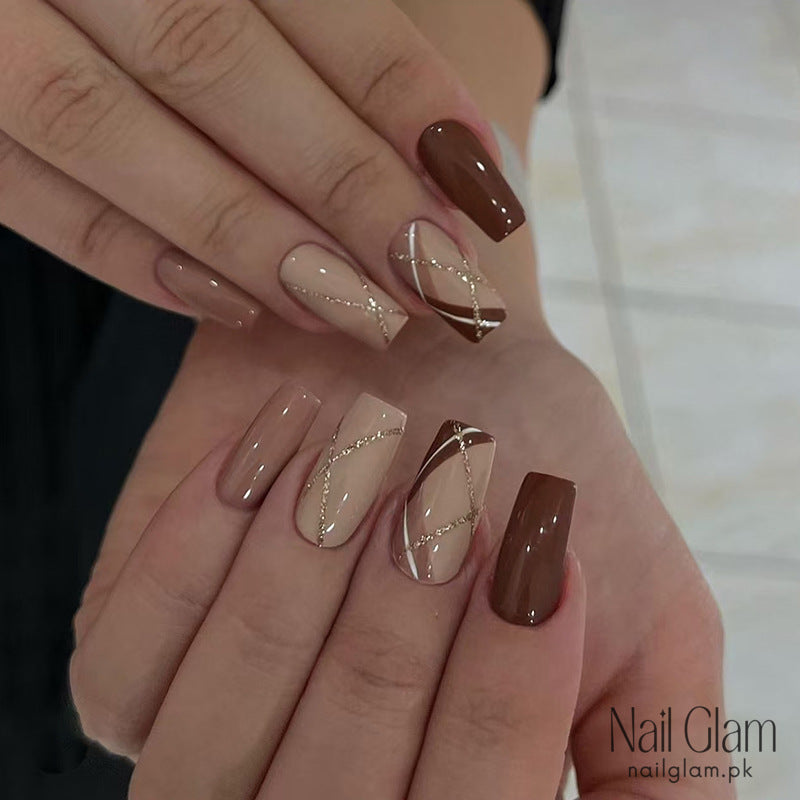 Rich Mocha Brown Press-On Nails (24Pcs) - Nail Kit Included