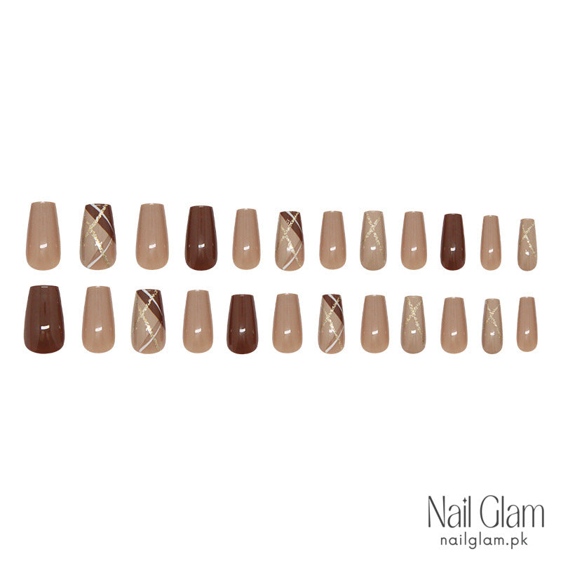 Rich Mocha Brown Press-On Nails (24Pcs) - Nail Kit Included