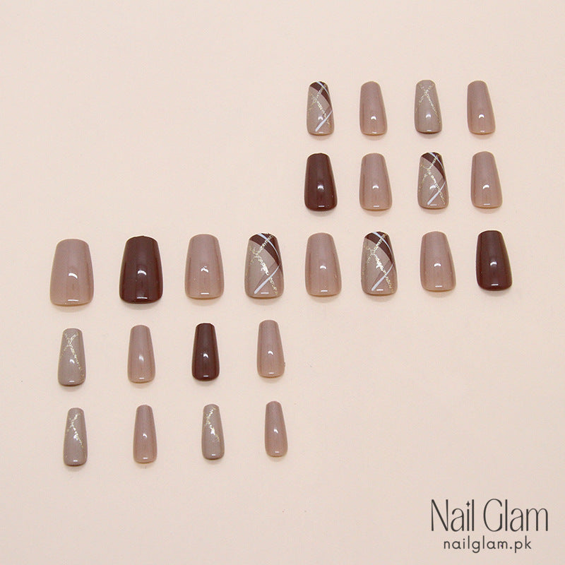 Rich Mocha Brown Press-On Nails (24Pcs) - Nail Kit Included