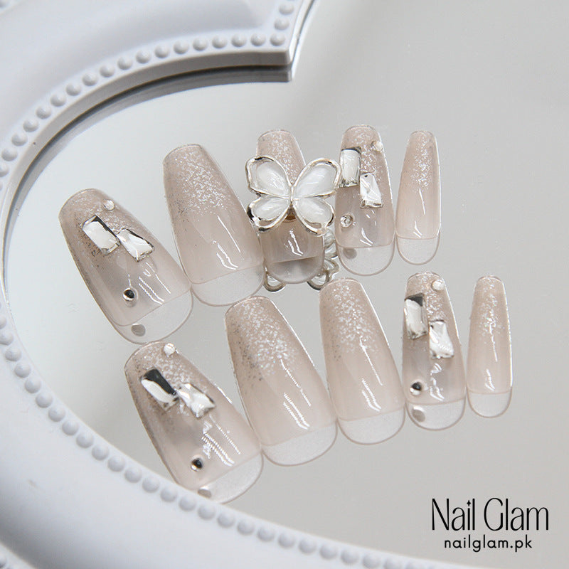 Rotating Butterfly Press-On Nails (24Pcs) - Nail Kit Included