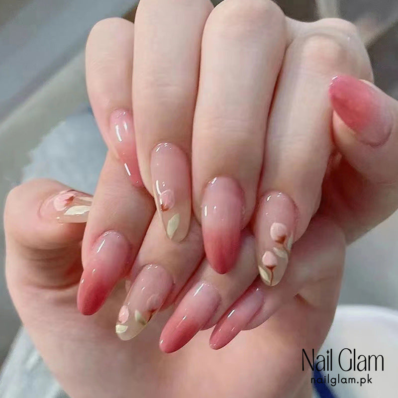 Rose Fade Floral (24Pcs) - Nail Kit Included