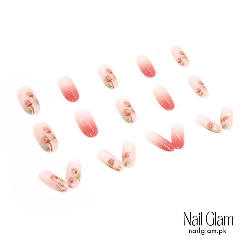Rose Fade Floral (24Pcs) - Nail Kit Included