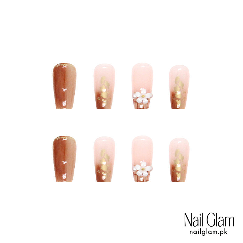 Luxe Gradient Floral Press-On Nails (24Pcs) - Nail Kit Included