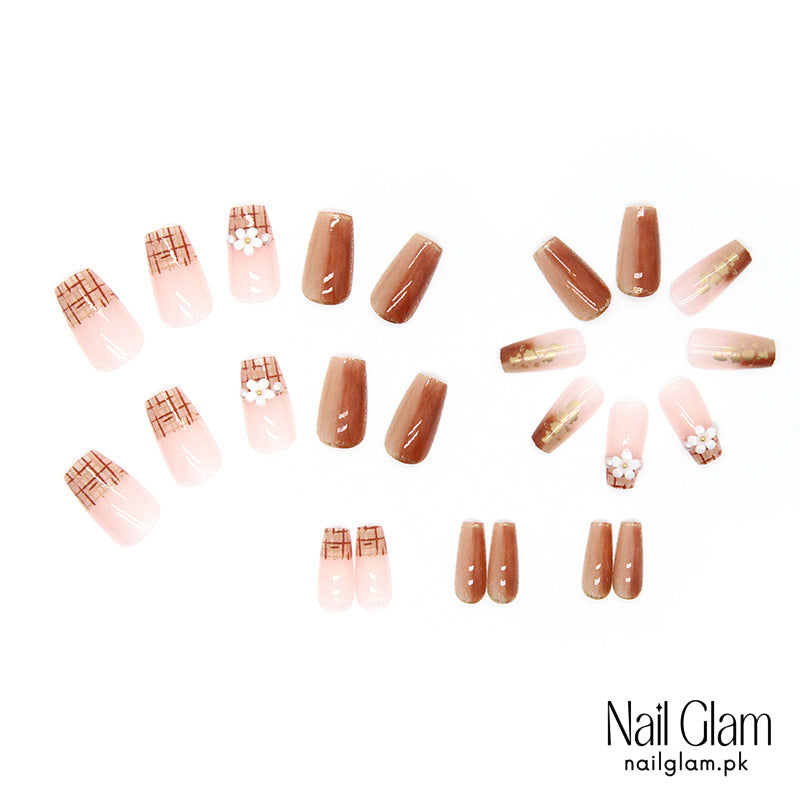 Luxe Gradient Floral Press-On Nails (24Pcs) - Nail Kit Included