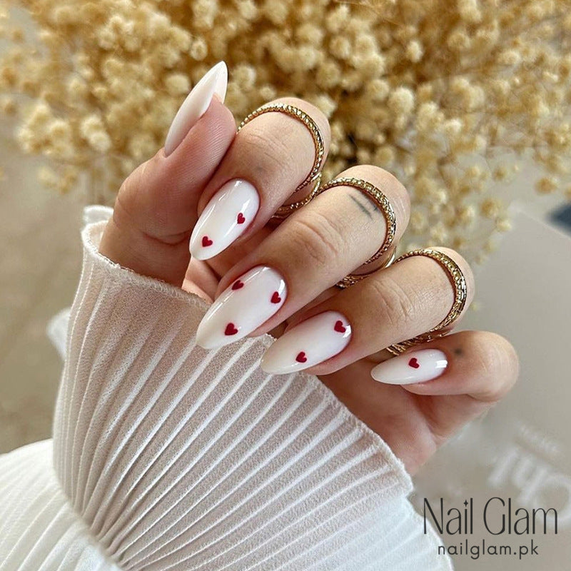 Mini Red Hearts (24Pcs) - Nail Kit Included