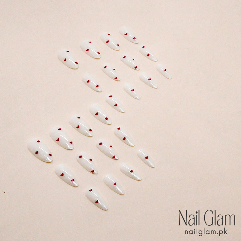 Mini Red Hearts (24Pcs) - Nail Kit Included