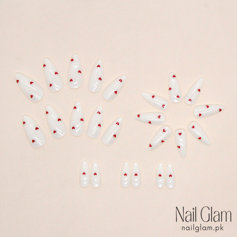 Mini Red Hearts (24Pcs) - Nail Kit Included