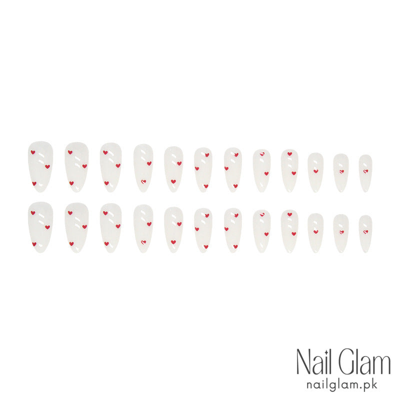 Mini Red Hearts (24Pcs) - Nail Kit Included