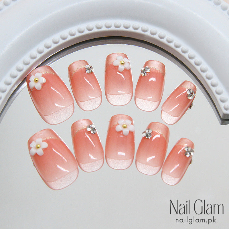 Soft Peach Press-On Nails (24Pcs) - Nail Kit Included