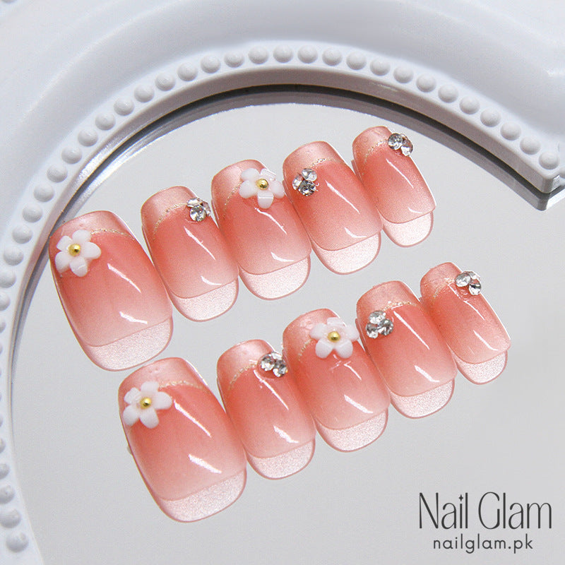Soft Peach Press-On Nails (24Pcs) - Nail Kit Included