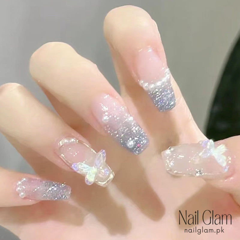 Pearl Butterfly Coffin (24Pcs) - Nail Kit Included