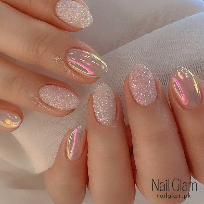 Gentle Glitter Oval (24Pcs) - Nail Kit Included
