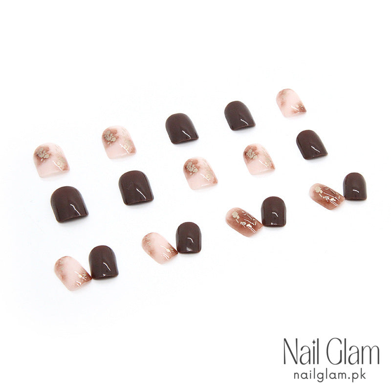Chocolate Elegance (24Pcs) - Nail Kit Included