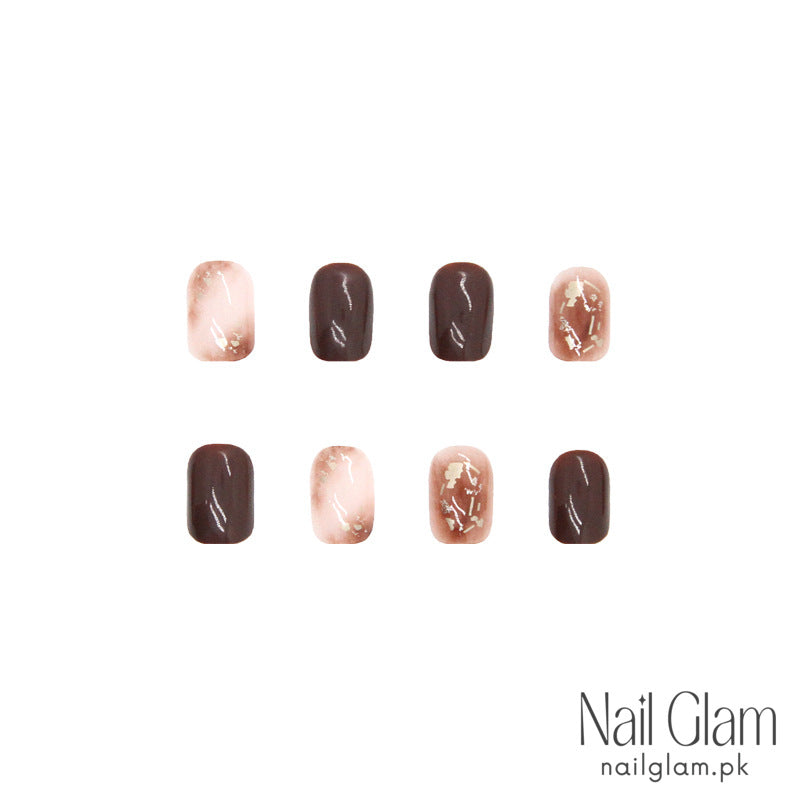 Chocolate Elegance (24Pcs) - Nail Kit Included